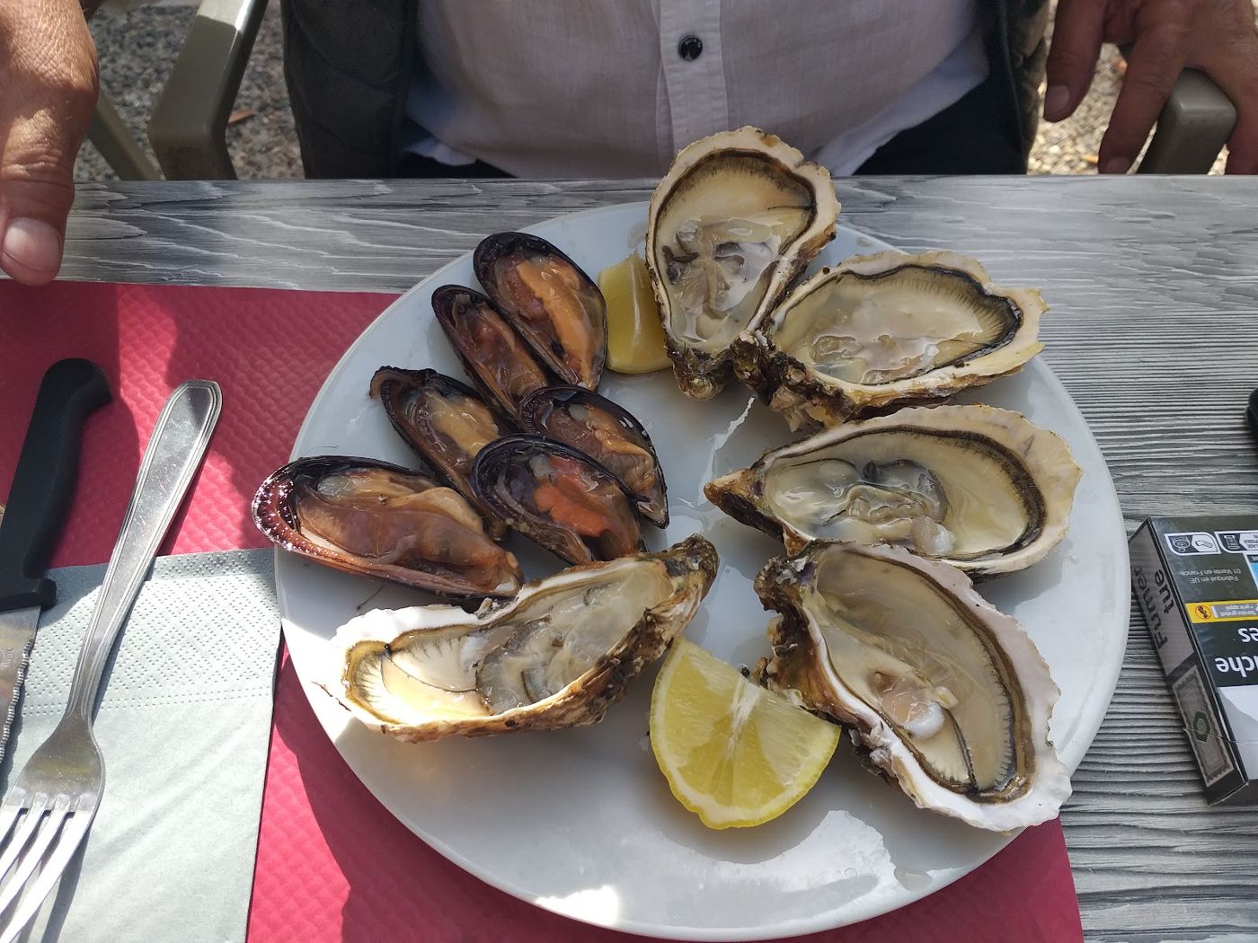 Huîtres et moules du menu coquillages