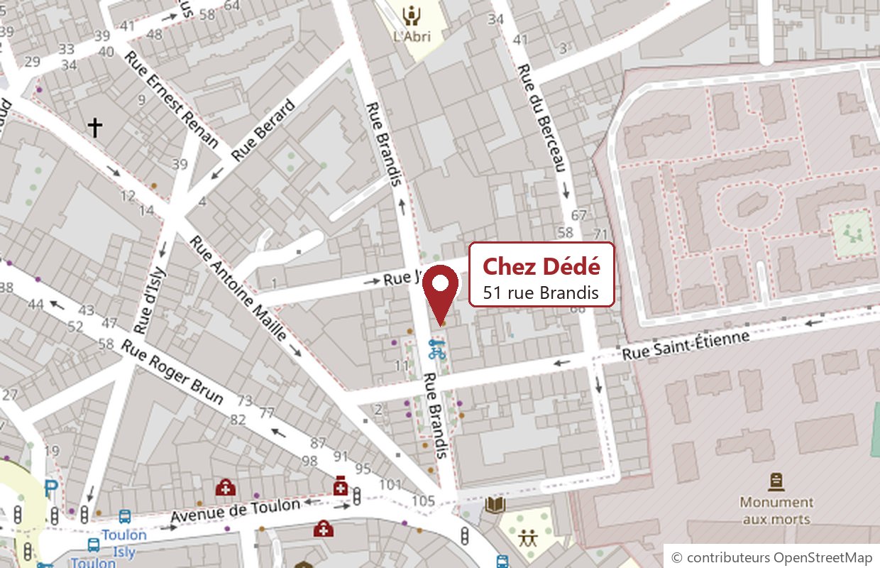 Plan du quartier : Chez Dédé, 51 rue Brandis, entre la rue Julia et la rue Saint-Étienne